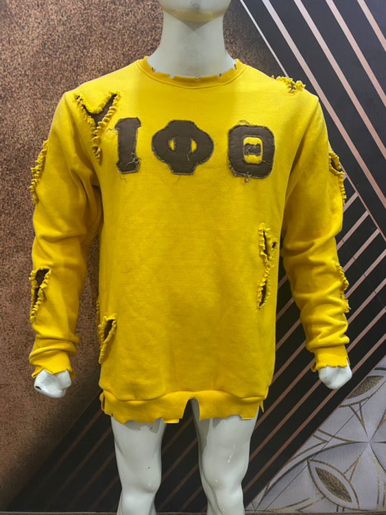 Distressed Yellow Iconic Crewneck