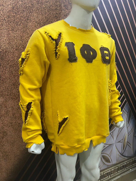 Distressed Yellow Iconic Crewneck